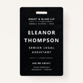 Teambuilding Zwart Modern Elegant QR Business Badge (Voorkant)