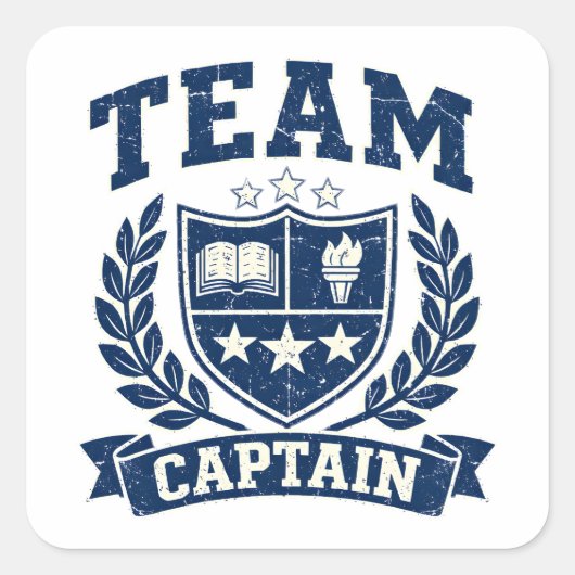 Teamcaptain – Leiderschaps Sporttrots Vierkante Sticker (Voorkant)