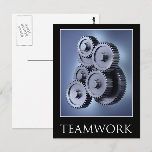 Teamconcept met tandwielen briefkaart (Voorkant / Achterkant)