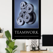 Teamconcept met tandwielen poster (Thuiskantoor)