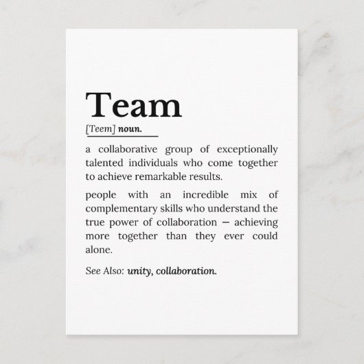 Teamdefinitie – De kracht van samenwerking Briefkaart (Voorkant)