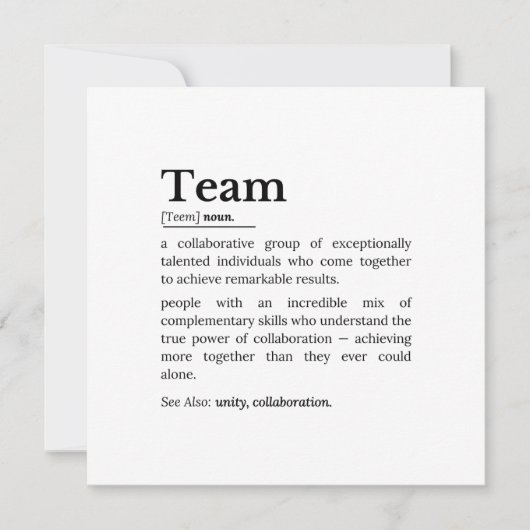 Teamdefinitie – De kracht van samenwerking Kaart (Voorkant)