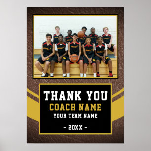 Teamfoto bedankt basketbalcoach poster