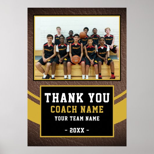 Teamfoto bedankt basketbalcoach poster (Voorkant)