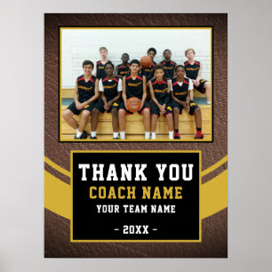 Teamfoto bedankt basketbalcoach poster