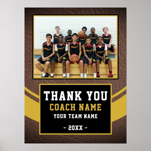 Teamfoto bedankt basketbalcoach  poster (Voorkant)