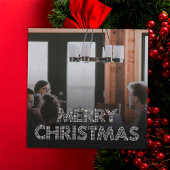 Teamfoto Vrolijk Kerstfeest Zakelijk Zwart-wit Feestdagenkaart