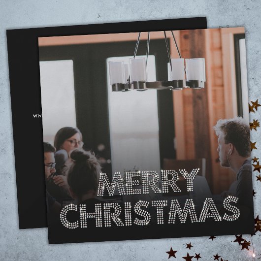 Teamfoto Vrolijk Kerstfeest Zakelijk Zwart-wit Feestdagenkaart