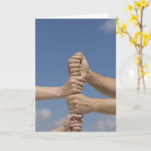 Teamhandjes in de tas kaart (Gele Bloem)