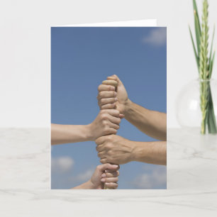 Teamhandjes in de tas kaart