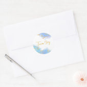 Teamjongen blauw en gouden geslacht onthullen stic ronde sticker (Envelop)