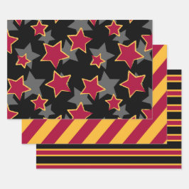 Teamkleuren Kastanjebruin en Goud Geometrisch Ontw Inpakpapier Vel