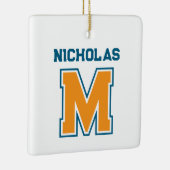 Teamkleuren Monogram Naam Keramisch Ornament (Rechts)