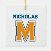 Teamkleuren Monogram Naam Keramisch Ornament (Achterkant)