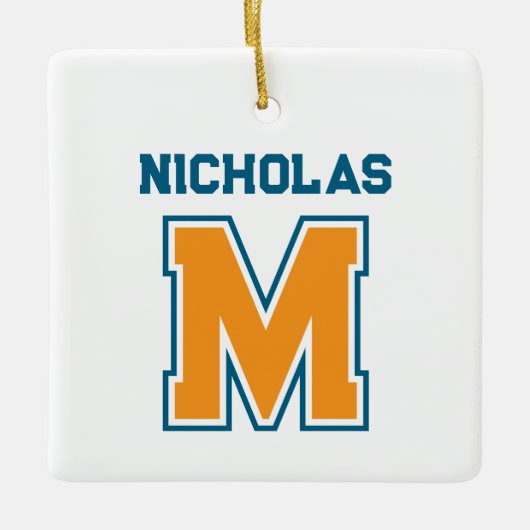 Teamkleuren Monogram Naam Keramisch Ornament (Voorkant)