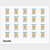 Teamkleuren Monogram Naam Vierkante Sticker (Vel)