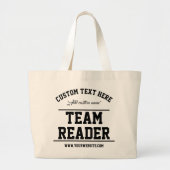 Teamlezer. Moderne Wit en Zwart Favor Grote Tote Bag (Voorkant)