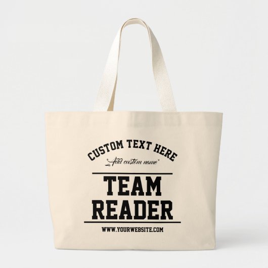 Teamlezer. Moderne Wit en Zwart Favor Grote Tote Bag (Voorkant)