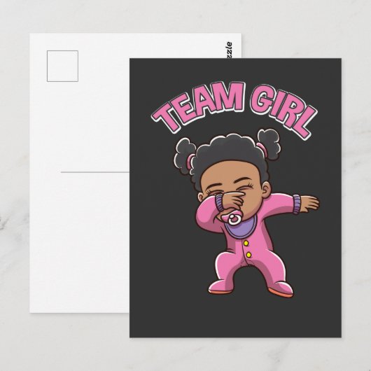 Teammeisje Gendergelijkheid onthullen zwarte Baby Briefkaart (Voorkant / Achterkant)