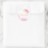 Teammeisje roze en gouden geslacht onthullen stick ronde sticker (Tas)