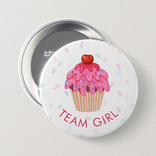 Teammeisjes Geslacht Strijd in Cupcake Ronde Button 7,6 Cm (Voorkant /achterkant)