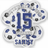 Teamnaam Blue Black voetballen Cluster Sticker (Voorkant)