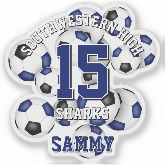 Teamnaam Blue Black voetballen Cluster Sticker (Voorkant)