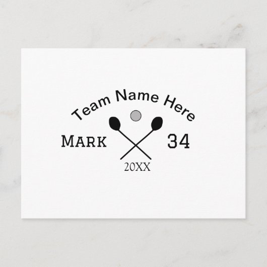 Teamnaam hier voeg naam toe nummer bal paddle golf briefkaart (Voorkant)