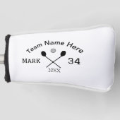 Teamnaam hier voeg naam toe nummer bal paddle golf golfheadcover (Voorkant)