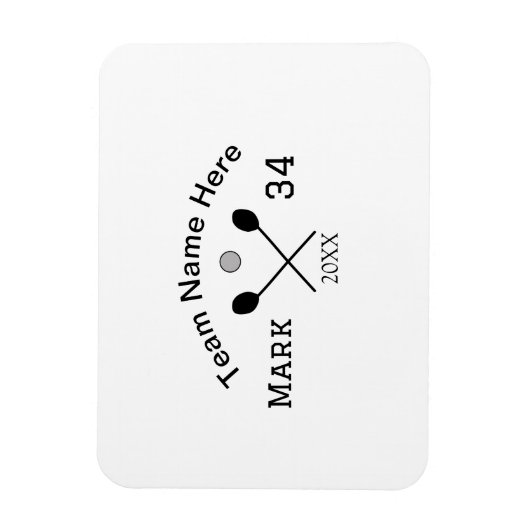 Teamnaam hier voeg naam toe nummer bal paddle golf magneet (Verticaal)