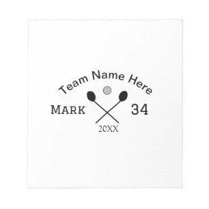 Teamnaam hier voeg naam toe nummer bal paddle golf notitieblok