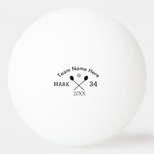Teamnaam hier voeg naam toe nummer bal paddle golf pingpongbal (Voorkant)