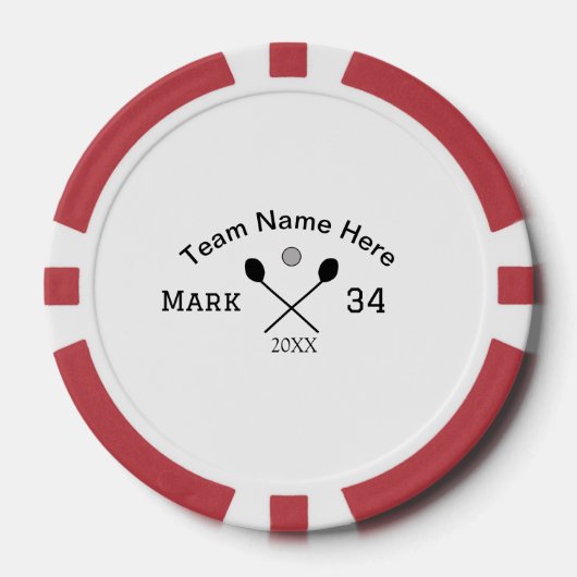 Teamnaam hier voeg naam toe nummer bal paddle golf poker chips (Voorkant)