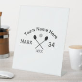 Teamnaam hier voeg naam toe nummer bal paddle golf reclamebord met voetstuk (Insitu)