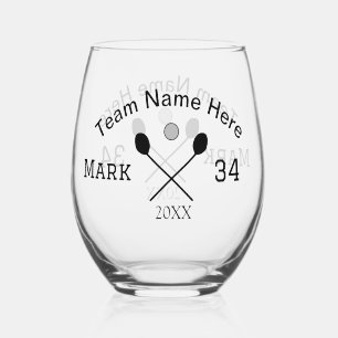 Teamnaam hier voeg naam toe nummer bal paddle golf wijnglas zonder voet