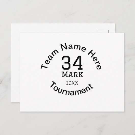 Teamnaam hier voeg naam toernooi jaar tekst toe briefkaart (Voorkant / Achterkant)