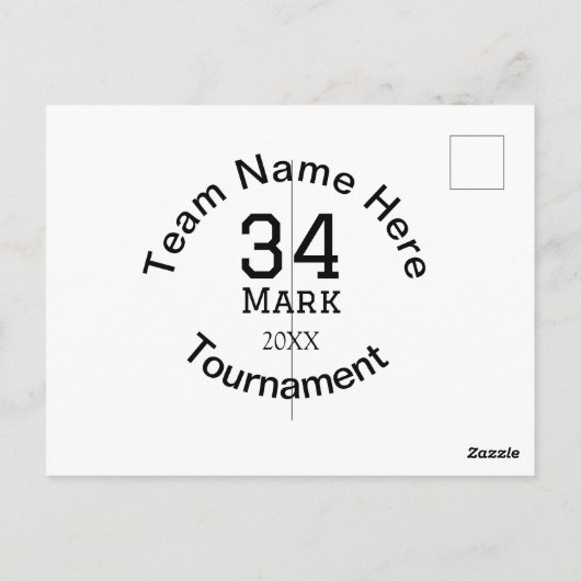 Teamnaam hier voeg naam toernooi jaar tekst toe briefkaart (Achterkant)