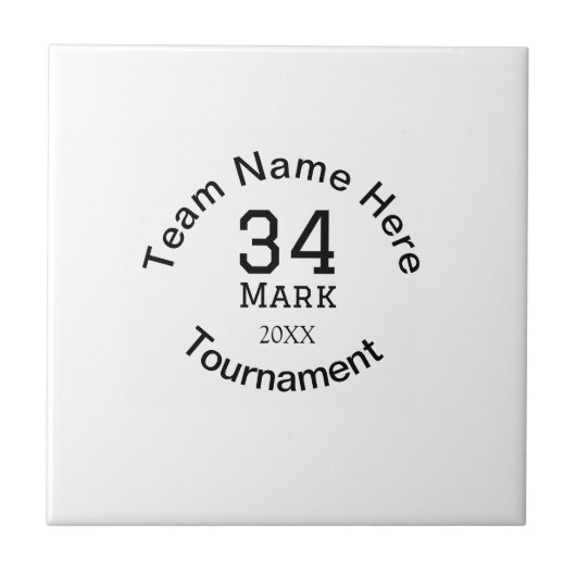 Teamnaam hier voeg naam toernooi jaar tekst toe tegeltje (Voorkant)