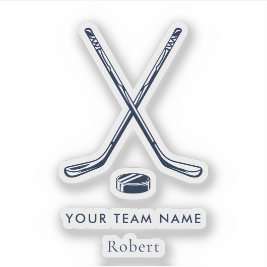 Teamnaam IJshockeyspelers Aangepast Sticker (Voorkant)