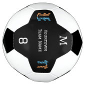 Teamnaam Nummer Geborduurd Modern Stijlvol Voetbal (Gedraaid)