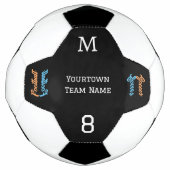 Teamnaam Nummer Geborduurd Modern Stijlvol Voetbal (Voorkant)