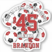 Teamnaam Red Black voetballen Cluster Sticker (Voorkant)