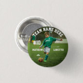 Teamnaam Speler Fotonummer & naam Voetbal Ronde Button 3,2 Cm (Voorkant /achterkant)