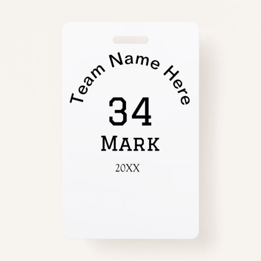 Teamnaam Speler toevoegen Naam Datum Sport mannen Badge (Voorkant)