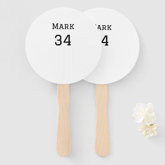 Teamnaam Speler toevoegen Naam Datum Sport mannen Handwaaier (Voorkant en achterkant)