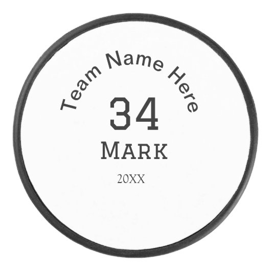 Teamnaam Speler toevoegen Naam Datum Sport mannen Hockey Puck (Voorkant)