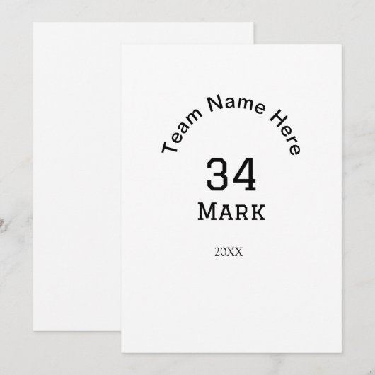 Teamnaam Speler toevoegen Naam Datum Sport mannen Kaart (Voorkant / Achterkant)