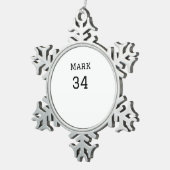 Teamnaam Speler toevoegen Naam Datum Sport mannen Tin Sneeuwvlok Ornament (Rechts)