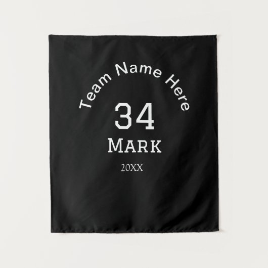 teamnaam spelernaam datum sport mannen wandkleed (Voorkant)