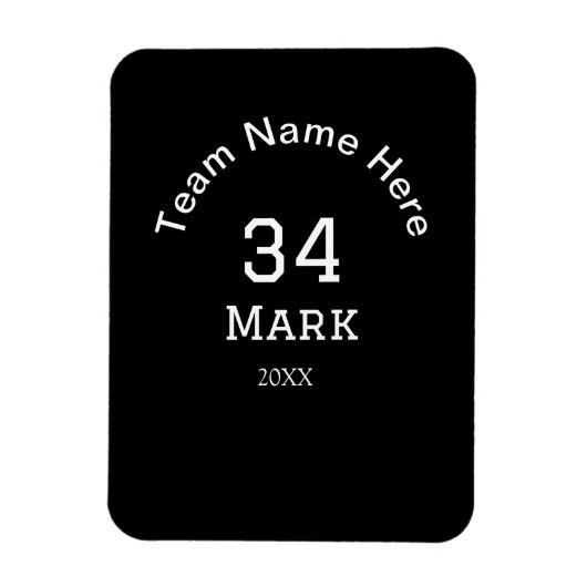 teamnaam toevoegen spelernaam datum sport mannen magneet (Verticaal)